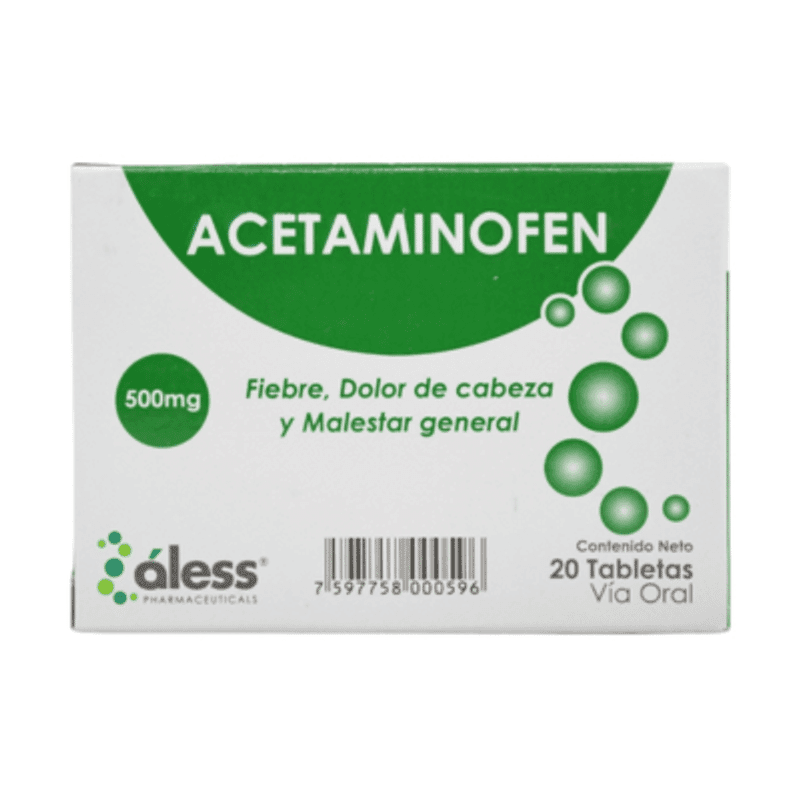 Acetaminofén Áless 500 Mg 20 Tabletas