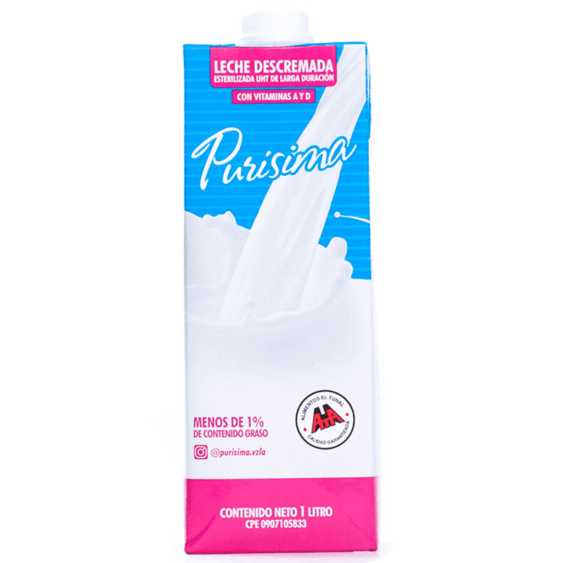 Leche Purisima Descremada UHT 1LT