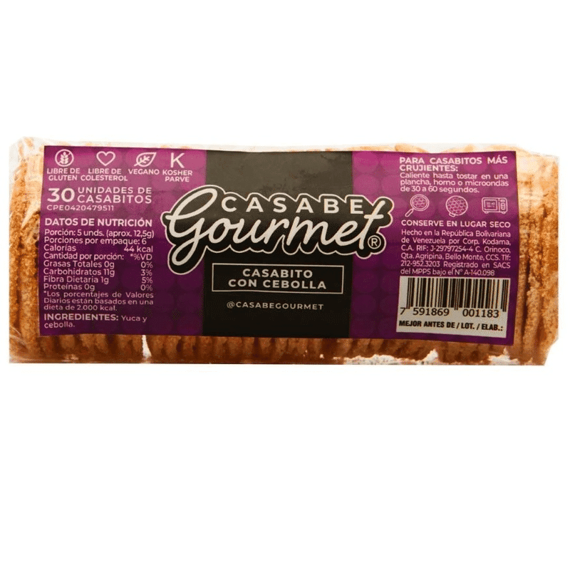 Casabe Gourmet con Cebolla 30Und