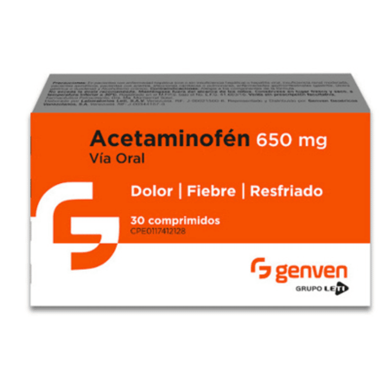 Acetaminofén Genven 650 Mg X 30 Comprimidos