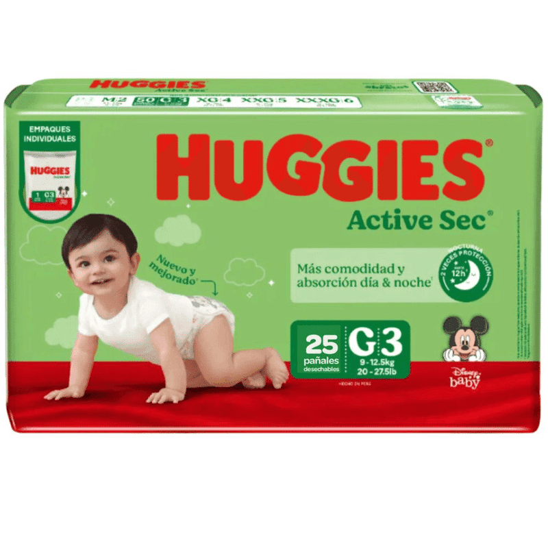 Pañales Huggies Active Sec G 25Un
